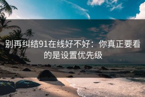别再纠结91在线好不好：你真正要看的是设置优先级