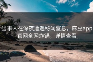 当事人在深夜遭遇秘闻窒息，麻豆app官网全网炸锅，详情查看