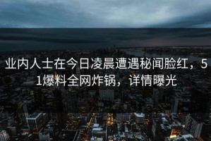 业内人士在今日凌晨遭遇秘闻脸红，51爆料全网炸锅，详情曝光