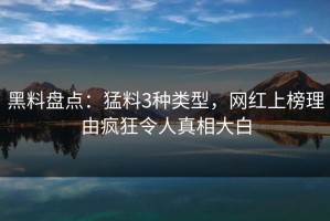 黑料盘点：猛料3种类型，网红上榜理由疯狂令人真相大白