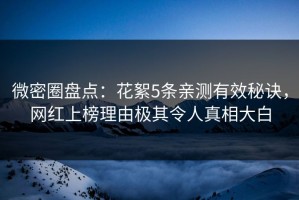 微密圈盘点：花絮5条亲测有效秘诀，网红上榜理由极其令人真相大白