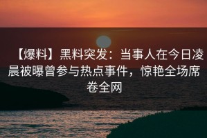 【爆料】黑料突发：当事人在今日凌晨被曝曾参与热点事件，惊艳全场席卷全网