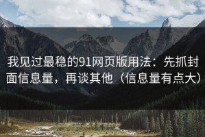 我见过最稳的91网页版用法：先抓封面信息量，再谈其他（信息量有点大）