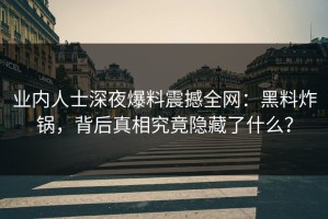 业内人士深夜爆料震撼全网：黑料炸锅，背后真相究竟隐藏了什么？