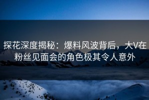 探花深度揭秘：爆料风波背后，大V在粉丝见面会的角色极其令人意外