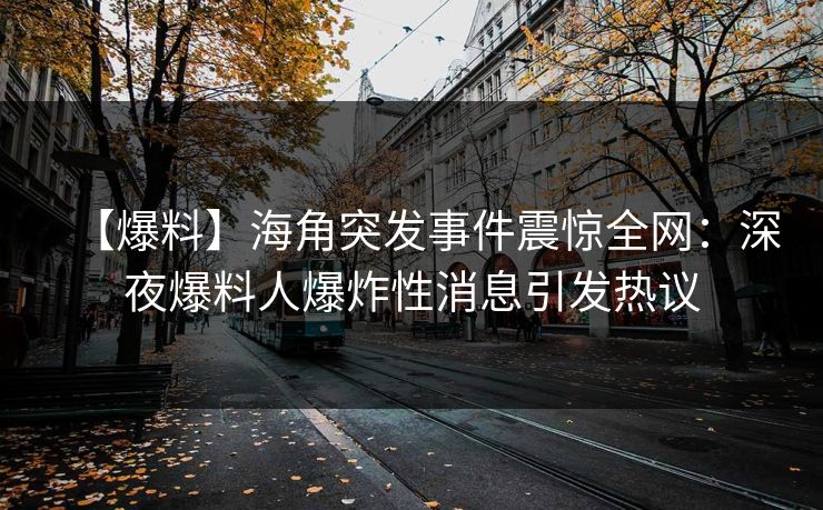 【爆料】海角突发事件震惊全网：深夜爆料人爆炸性消息引发热议