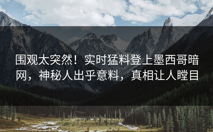 围观太突然！实时猛料登上墨西哥暗网，神秘人出乎意料，真相让人瞠目
