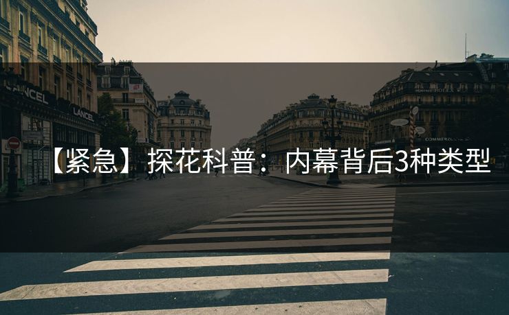 【紧急】探花科普：内幕背后3种类型