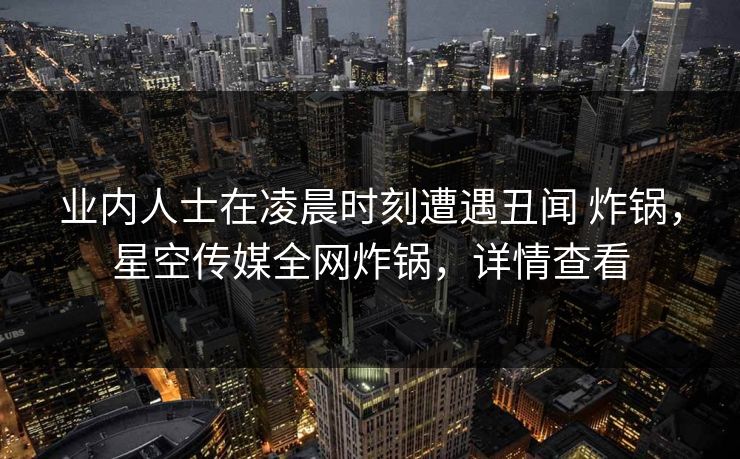 业内人士在凌晨时刻遭遇丑闻 炸锅，星空传媒全网炸锅，详情查看