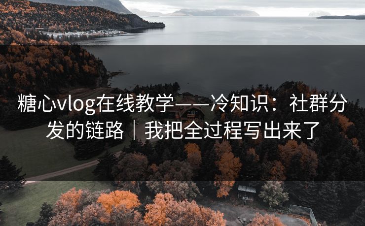 糖心vlog在线教学——冷知识：社群分发的链路｜我把全过程写出来了