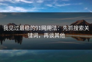 我见过最稳的91网用法：先抓搜索关键词，再谈其他