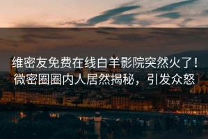 维密友免费在线白羊影院突然火了！微密圈圈内人居然揭秘，引发众怒