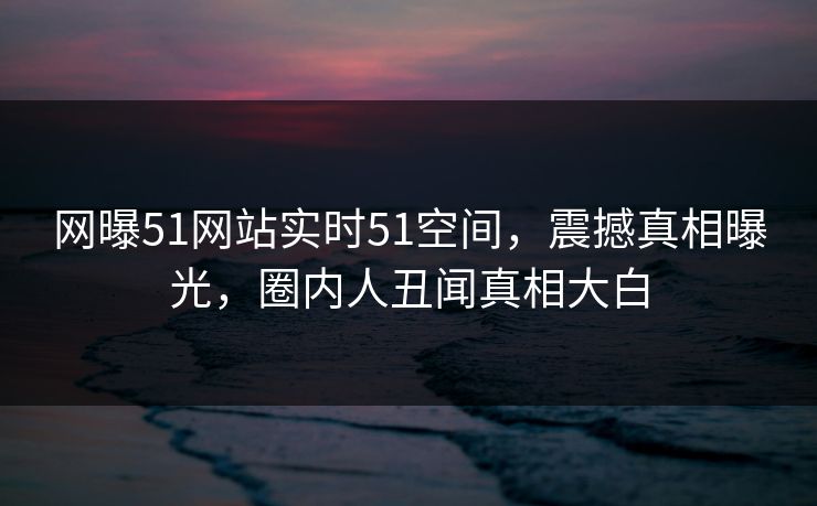 网曝51网站实时51空间，震撼真相曝光，圈内人丑闻真相大白