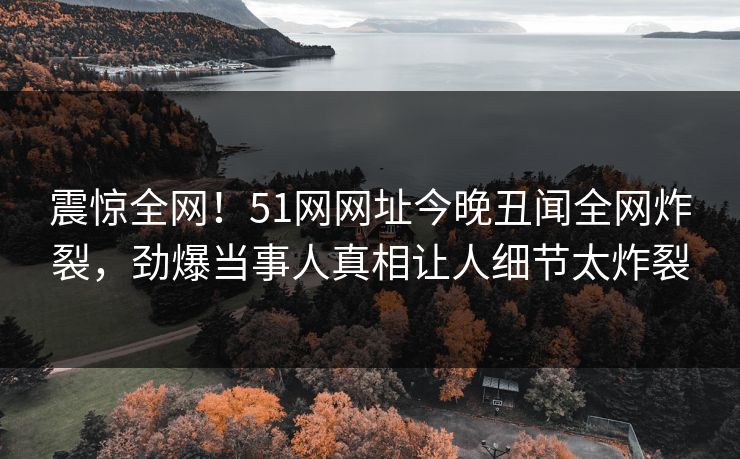 震惊全网！51网网址今晚丑闻全网炸裂，劲爆当事人真相让人细节太炸裂