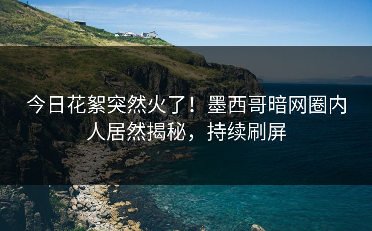 今日花絮突然火了！墨西哥暗网圈内人居然揭秘，持续刷屏